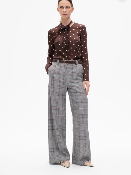 Baum Und Pferdgarten Pants - Baum und pferdgarten High-Rise Wide-Leg Plaid smart casual Trousers in Gray NWT